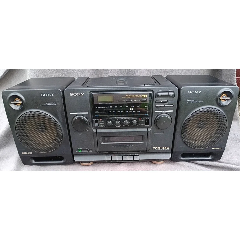 Sony CFD‑440 Boombox AM/FM CD Cassette Player Portable Stereo Tested Working